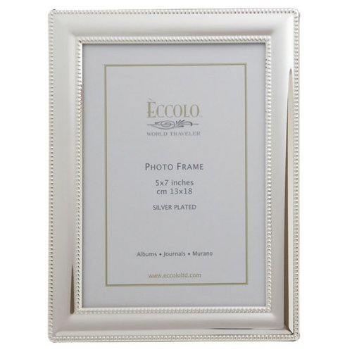 Eccolo Smooth Beaded Silver Plated Picture Frame, Holds a 5 x 7-Inch Photo