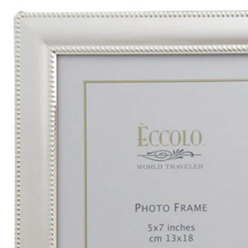 Eccolo Smooth Beaded Silver Plated Picture Frame, Holds a 5 x 7-Inch Photo