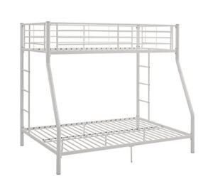 walker edison dunning urban industrial twin over double metal bunk bed, twin over double, white