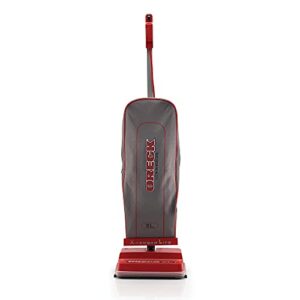 oreck commercial upright bagged vacuum cleaner, lightweight, 40ft power cord, u2000r1, grey/red
