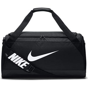 nike brasilia training duffel bag, black/black/white, medium