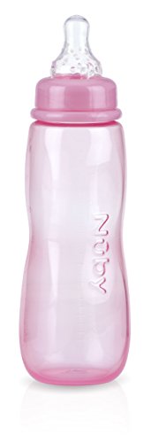 Nuby Standard Neck Tinted Bottle, 8oz, 3+ Months, Single Pack of 1, Colors May Vary