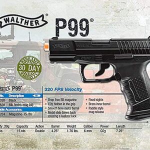 Walther P99 Blowback CO2 Powered 6mm BB Pistol Airsoft Gun, Walther P99 Airsoft Gun