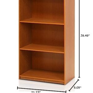 Furinno Basic 3-Tier Bookcase Storage Shelves, Light Cherry