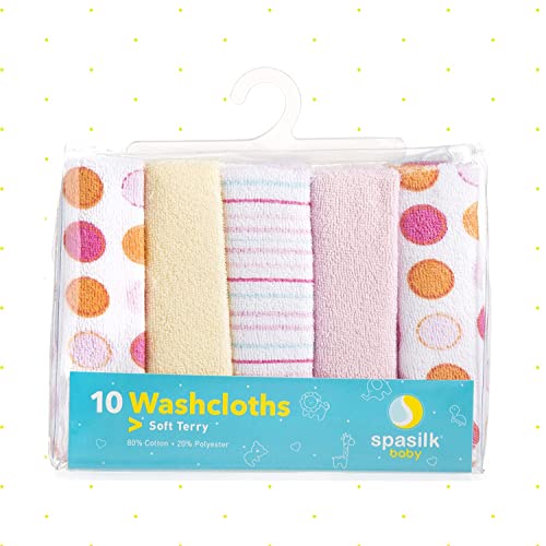 Spasilk Baby 10 Pack Soft Terry Bath Washcloth Wipes