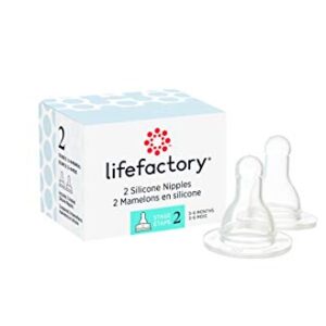 Lifefactory BPA-Free Stage 2 (3-6 Months) Silicone Nipples 2-Pack