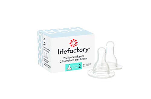 Lifefactory BPA-Free Stage 2 (3-6 Months) Silicone Nipples 2-Pack