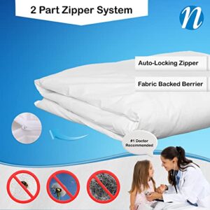 National Allergy Premium 100% Cotton Duvet Comforter Protector - Full/Queen Size - 86" x 86" - White - Breathable 300 Thread Count Hypoallergenic Cover - Zippered Encasement - Bedding Linen