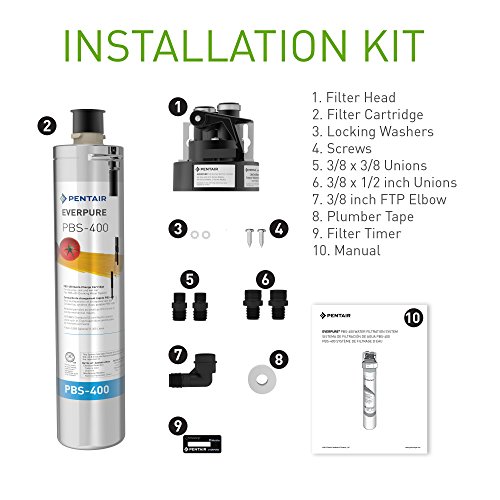 Pentair Everpure PBS-400 Drinking Water System, EV927085, Ideal for use in Prep Sink and Wet Bar, Includes Filter Head, Filter Cartridge, All Hardware and Connectors