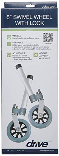 Drive Medical 10115 Swivel Lock Walker Wheels, Gray/Silver (Pack of 2)