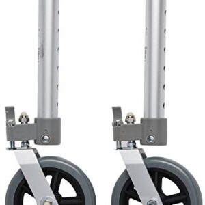 Drive Medical 10115 Swivel Lock Walker Wheels, Gray/Silver (Pack of 2)