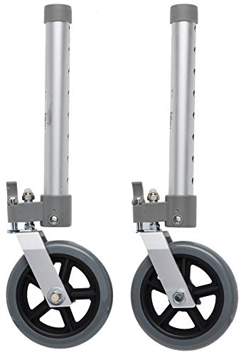 Drive Medical 10115 Swivel Lock Walker Wheels, Gray/Silver (Pack of 2)