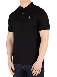 psycho bunny men's classic trim fit short sleeve pique polo shirt black