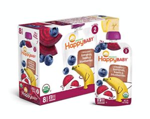 happy baby organics simple combos stage 2 baby food, bananas beets & blueberries, 4 ounce (pack of 16)