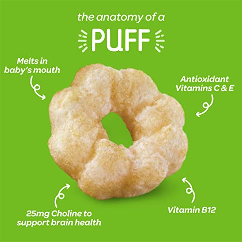 Happy Baby Organic Superfood Puffs Apple & Broccoli, 2.1 Ounce Canister Organic Baby or Toddler Snacks, Crunchy Fruit & Veggie Snack, Choline to Support Brain & Eye Health