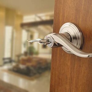 Kwikset Tustin Entry Door Lock Lever, Secure Keyed Exterior Entrance, With Reversible Handle, SmartKey Re-Key Security Technology and Microban Protection in Venetian Bronze