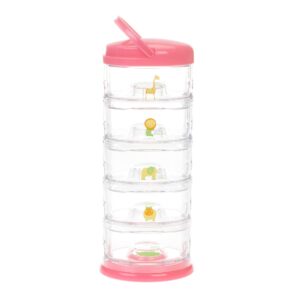 innobaby packin' smart stackable and portable storage system for formula, baby snacks and more. set of 5 stackable containers in strawberry sorbet. bpa free.