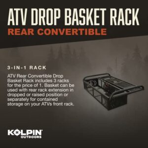 Kolpin 53350 ATV Rear Drop Rack Basket Convertible 3-in-1, Black, 43" l x 31" w x 10" h