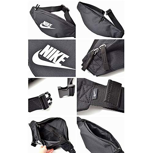 NIKE unisex-adult Heritage Hip Pack Bag , Black/Black/White, Misc