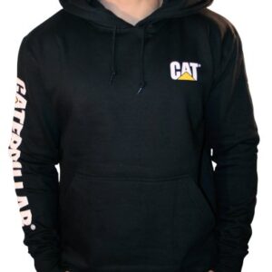 Caterpillar Men's Trademark Banner Hooded Sweatshirt (Regular and Big & Tall Sizes), Black, Large