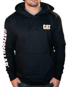 caterpillar men's trademark banner hooded sweatshirt (regular and big & tall sizes), black, medium