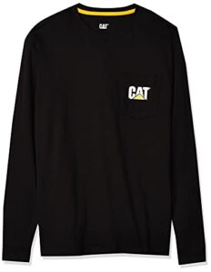 caterpillar men's trademark pocket long sleeve t-shirt (regular and big & tall sizes), black, 2x large