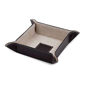 men's change valet tray in brown genuine leather