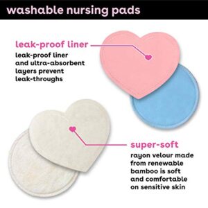 Bamboobies Nursing Pads for Breastfeeding Reusable Washable Breast Pads Super Soft Rayon Made From Bamboo Milk Proof Liner Perfect Baby Shower Gifts, Pale Pink