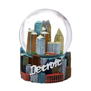 detroit snow globe with skyline 3.5" (65mm glass globe) from detroit snow globes collection