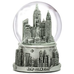 3.5" silver lined new york city snow globe 65mm nyc souvenir snow globes