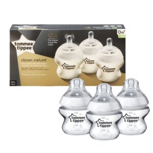 Tommee Tippee Closer to Nature Baby Bottle, Breast-like Nipple Extra Slow Flow, 5 Ounce (3 Count)