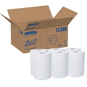 scott control slimroll hard roll paper towels (12388) with fast-drying absorbency pockets, white, 6 rolls / case, 580' / roll