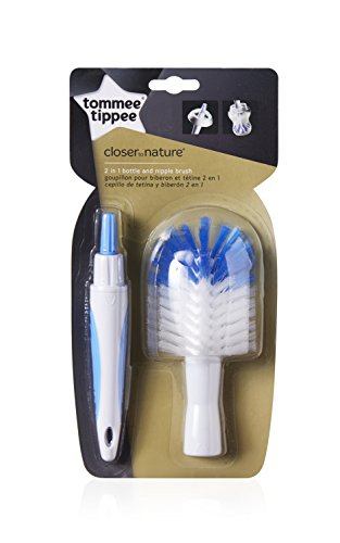 Tommee Tippee 2 in 1 Baby Bottle & Nipple Cleaning Brush, 1 Count (Colors Will Vary)