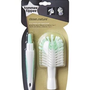 Tommee Tippee 2 in 1 Baby Bottle & Nipple Cleaning Brush, 1 Count (Colors Will Vary)