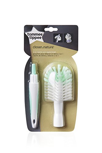 Tommee Tippee 2 in 1 Baby Bottle & Nipple Cleaning Brush, 1 Count (Colors Will Vary)