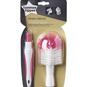 Tommee Tippee 2 in 1 Baby Bottle & Nipple Cleaning Brush, 1 Count (Colors Will Vary)