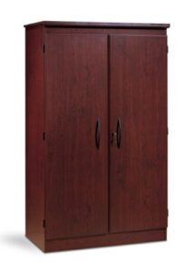south shore tall 2-door storage cabinet with adjustable shelves, solid black