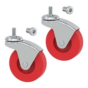big red 2 pack 2.5" swivel caster wheel for creeper service utility cart stool post mount, tr6551