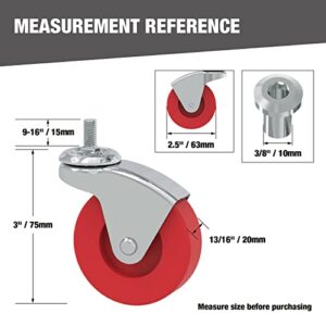 BIG RED 2 Pack 2.5" Swivel Caster Wheel for Creeper Service Utility Cart Stool Post Mount, TR6551