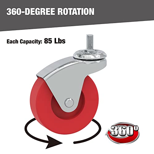 BIG RED 2 Pack 2.5" Swivel Caster Wheel for Creeper Service Utility Cart Stool Post Mount, TR6551