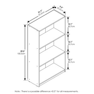 Furinno Basic 3-Tier Bookcase Storage Shelves, Espresso