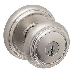 baldwin alcott, entry door knob handle with keyed lock featuring smartkey re-key technology and microban protection, in satin nickel