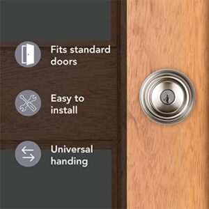 Baldwin Alcott, Entry Door Knob Handle with Keyed Lock Featuring SmartKey Re-key Technology and Microban Protection, in Satin Nickel