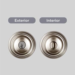 Baldwin Alcott, Entry Door Knob Handle with Keyed Lock Featuring SmartKey Re-key Technology and Microban Protection, in Satin Nickel