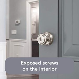 Baldwin Alcott, Entry Door Knob Handle with Keyed Lock Featuring SmartKey Re-key Technology and Microban Protection, in Satin Nickel