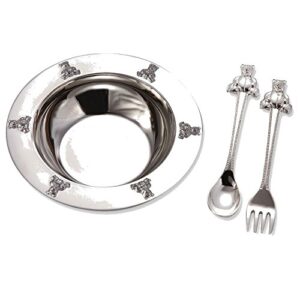 1 x silverplated baby bear bowl, spoon, fork set by elegance silver
