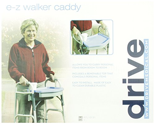 Drive Medical RTL10131 E-Z Walker Caddy with Tray, Gray/Blue