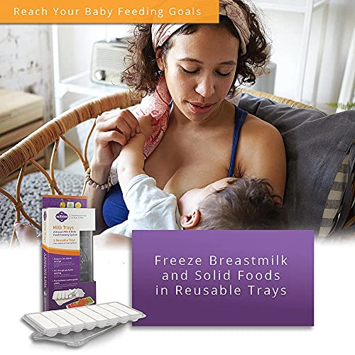 Milkies Milk Trays, Breastmilk Freezer Tray Organizer, Freeze and Store Your Milk and Baby Food in 1 Ounce Sticks, Includes 2 Reusable Storage Container Trays, No BPA-Phthalates-Dyes, Silicone-Free