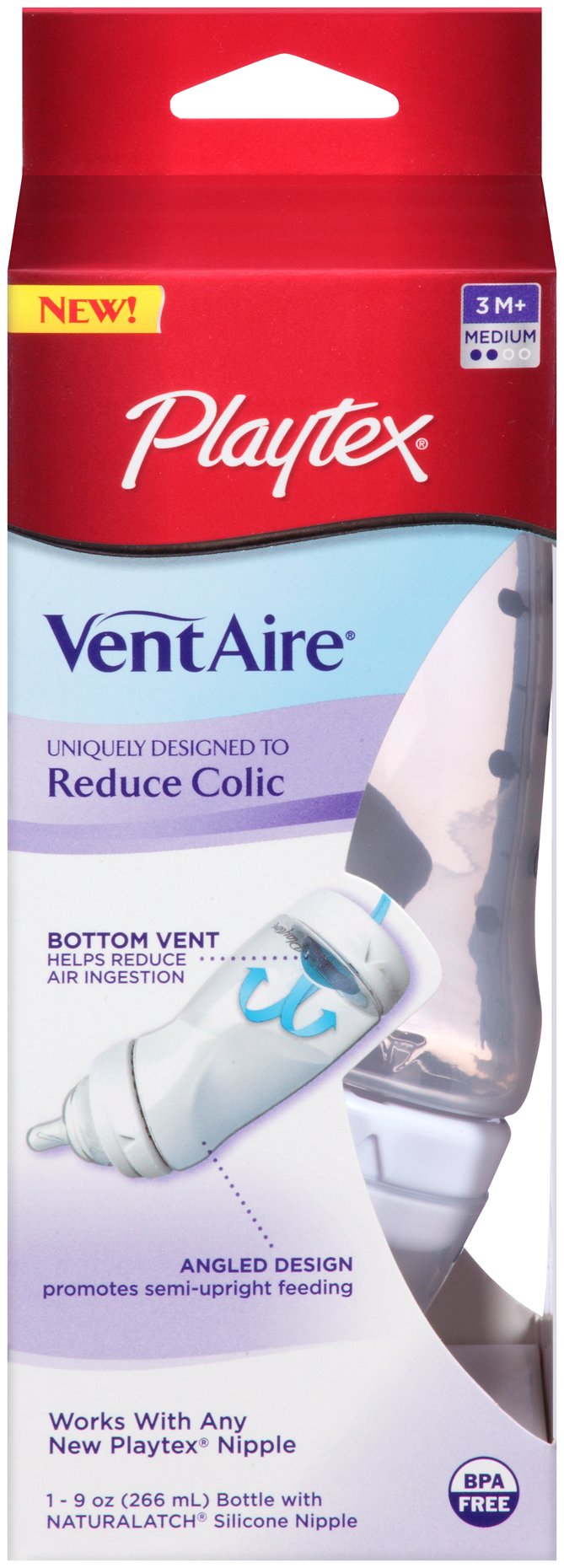 Playtex VentAire Advanced Wide Bottle, 9 Ounce (Discontinued by Manufacturer)