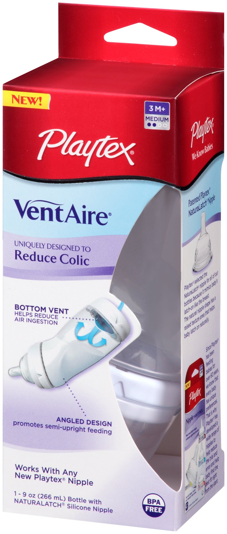 Playtex VentAire Advanced Wide Bottle, 9 Ounce (Discontinued by Manufacturer)